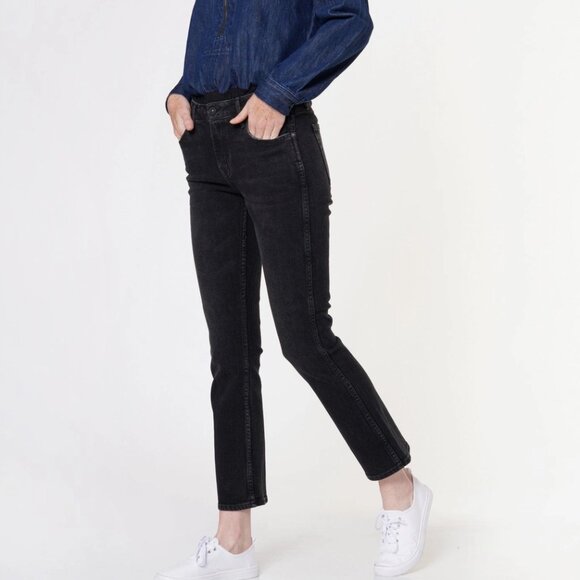 NOEND Denim Carla Ankle Mini Boot Cut Jeans in Oklahoma Black - Picture 1 of 9